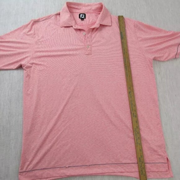 FootJoy Polo Shirt‎ Men's 2XL Pink Polyester Short Sleeve Collared High Low Slit - Picture 9 of 10